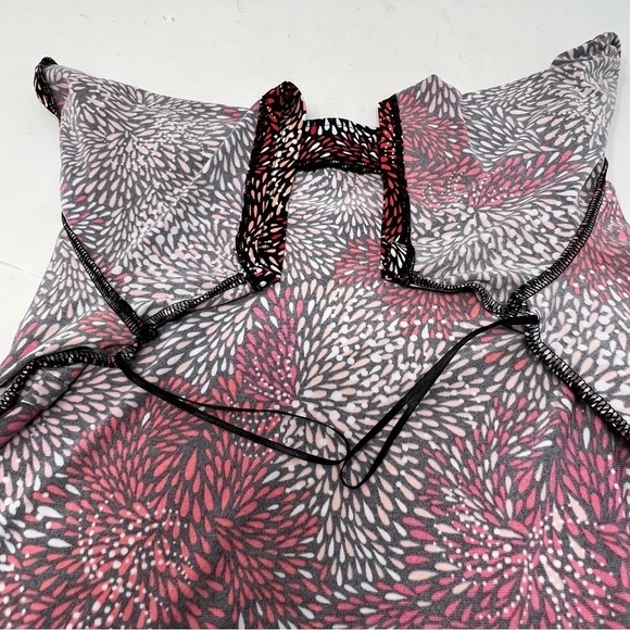 The Limited Off Shoulder Handkerchief Hem Midi Dress L Mauve White Black Print - Picture 14 of 16